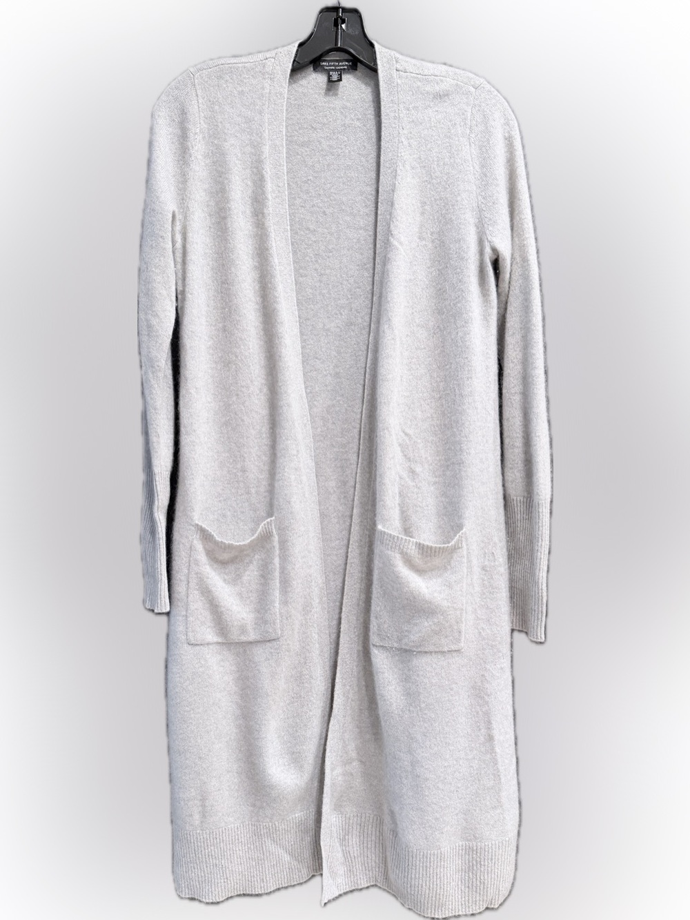 Saks Fifth Avenue Cashmere Gray Open-Front Pockets Duster